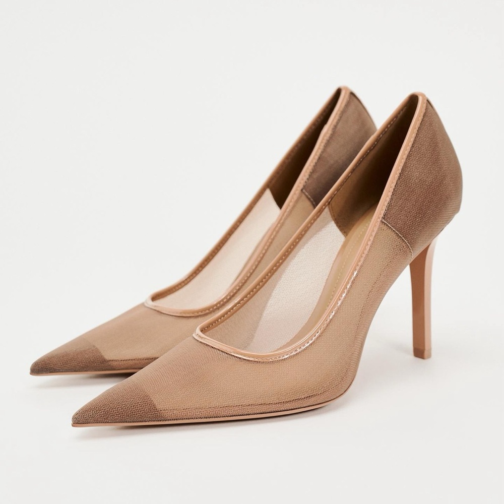 ZARA Nude Mesh Heels